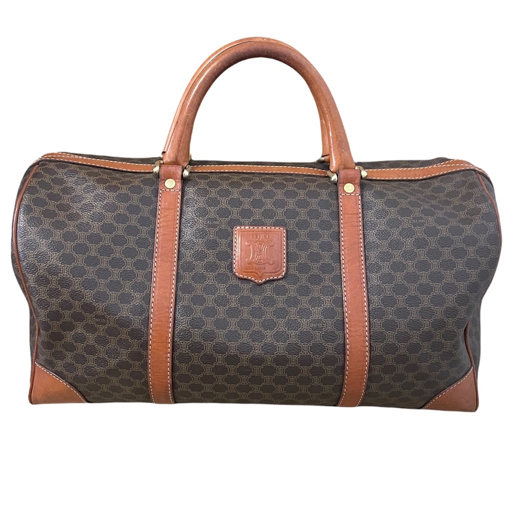 Celine | Authentic Brown Macadam Triomphe Canvas Travel Overnight Duffle Bag